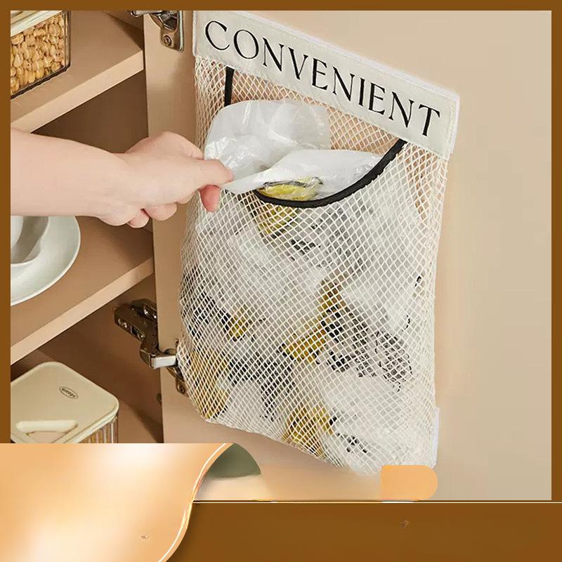 Wiszący na ścianie siatkowy worek do przechowywania Uchwyt na worki na śmieci Dozownik na plastikowe torby na zakupy Siatkowy organizer na drobiazgi do przechowywania Siatkowy organizer na torby na zakupy