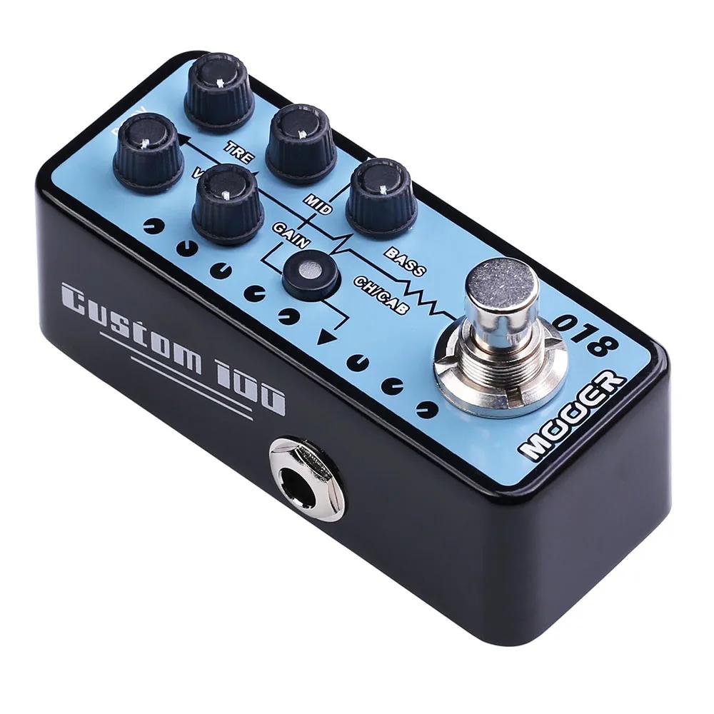 MOOER 018 Custom 100 Guitar Effect Pedal Digital Preamp Cabinet Simulation Dual Channels 3-Band EQ & Gain Electric Guitar Pedal