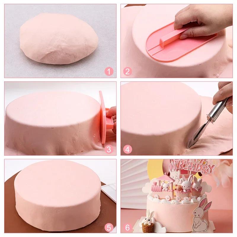 DIY Fondant Cake Smoother Polisher Tools Decorating Icing Sugar Skin Cutting Roller Cutter Baking Accessories Cake Tools