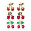 1pc 2pcs Enamel Green Leaf Red Cherry Earrings Charms Stainless Steel Fruit Necklaces Pendant Accessories DIY Jewelry Findings