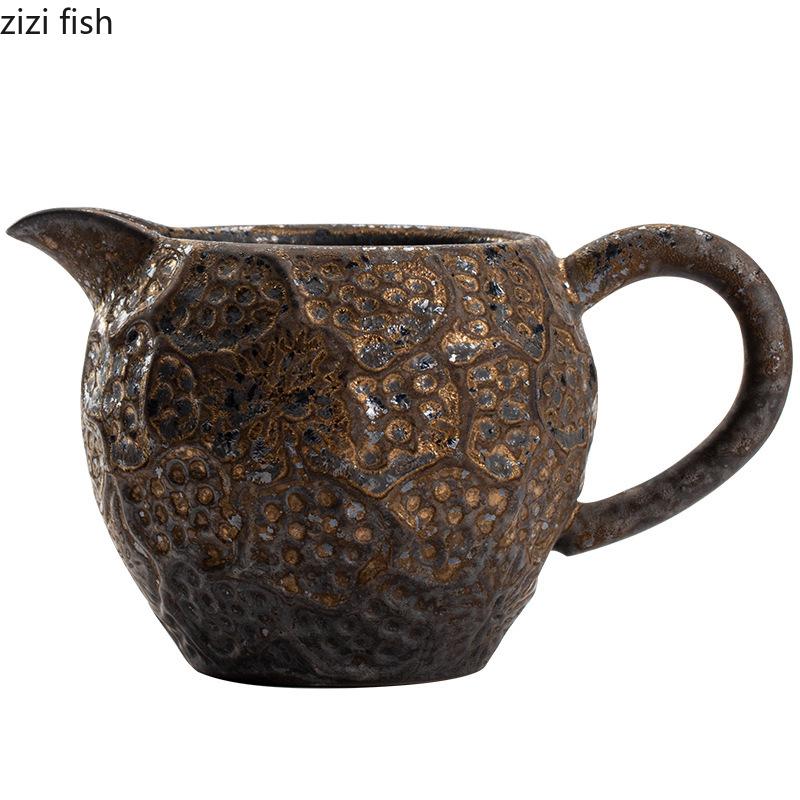 Japanese Style Rust Glazed Ceramic Teapot Retro Side Handle Fair Cup Pouring Tea Cups Kung Fu Tea Set Household Tea Infuser