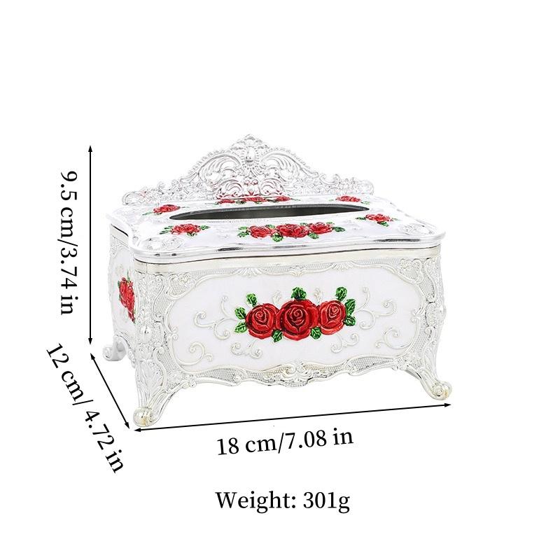 Embossed Rose Tissue Boxes Storage Napkin Holder Paper Case Organizer Ornament Craft Desktop Tissue Plastic Kitchen Tissue Box