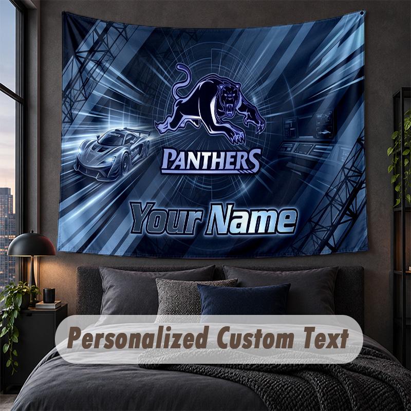 Custom Name Text Tapestry,Penrith Panthers Decorative Wall Hanging, Background Tapestry For Home Bedroom