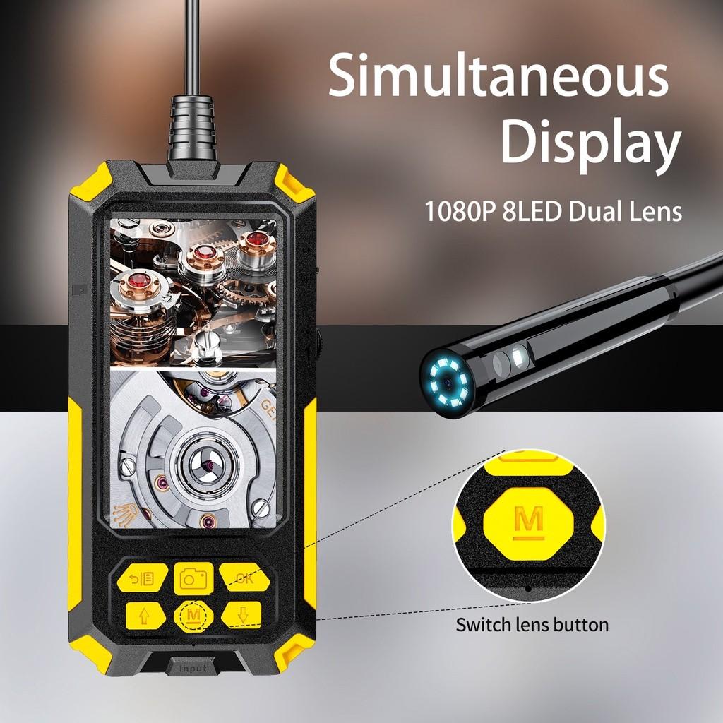 4.5 inch 2.0 MP Bore Scope Snake Camera IP68 Sewer Pipe Drain Inspection Camera IPS Screen Dual Lens Industrial Endoscope