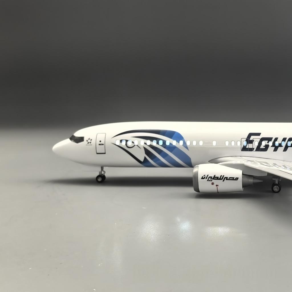 B737 Egypt Air Plane Model Toy 47cm Passenger Aircraft W Light And Wheel Landing Gear Souvenir Plane Collected Gift By Aviation