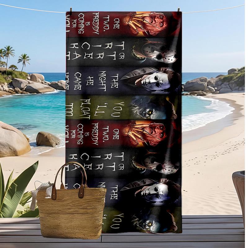 Horror Printed Beach Towel Quick Dry Soft TowelPortable Large Rectangular Beach Blanket for Travel Swimming Pool