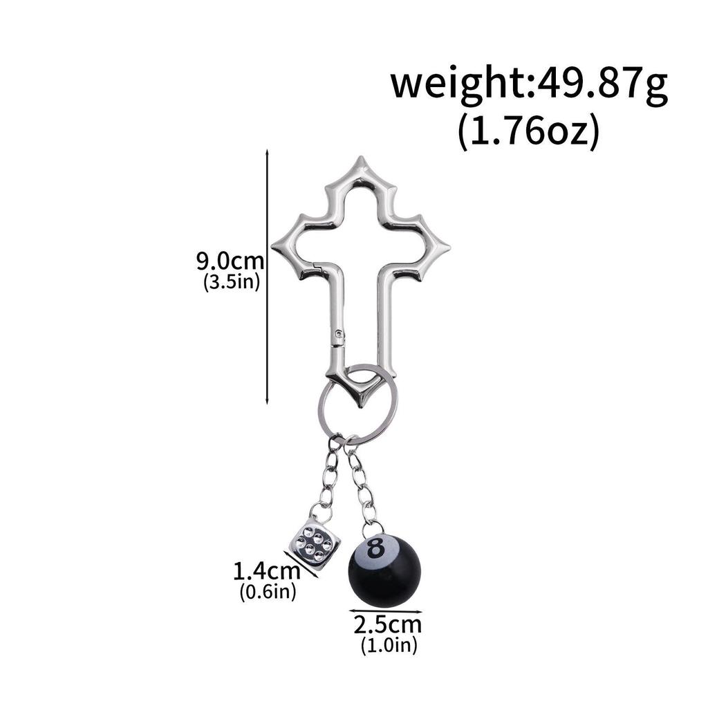 Fashionable Irregular Shape Dice Billiard Bag Pendant Metal Keychain - Hot Selling