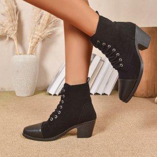 British Retro Style Pointed Head Casual Short Boots for Women Fashion Versatile Comfortable Coarse Heel Ankle Boots 2026