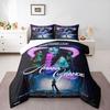 Ariana Grande Positions Live Vevo Bedding Set, Purple Pink Neon Halo, Ariana Center With Dancers, Live Concert Film Design