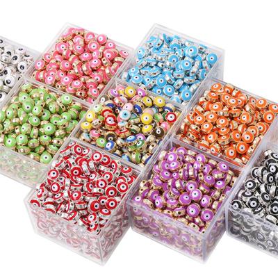 1000Pcs Handmade Enamel Resin Flat Round Evil Eye Beads for Necklace Bracelet DIY Jewelry Making Beads Charms Accessories
