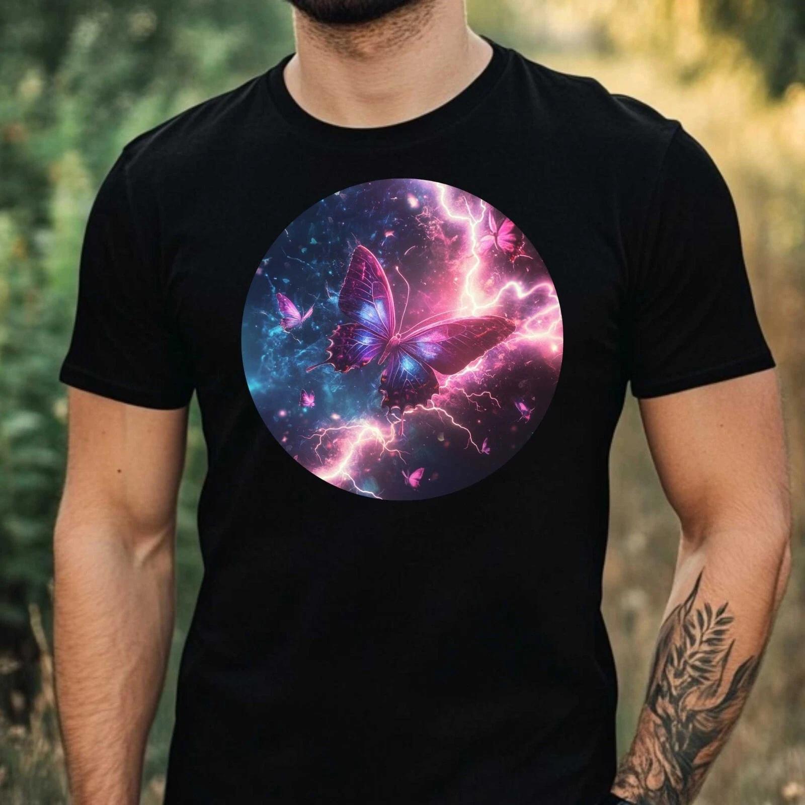 T-Shirt Herren Schmetterlinge mit Blitze Motiv Baumwolle Größe XS bis 5XL XXXL