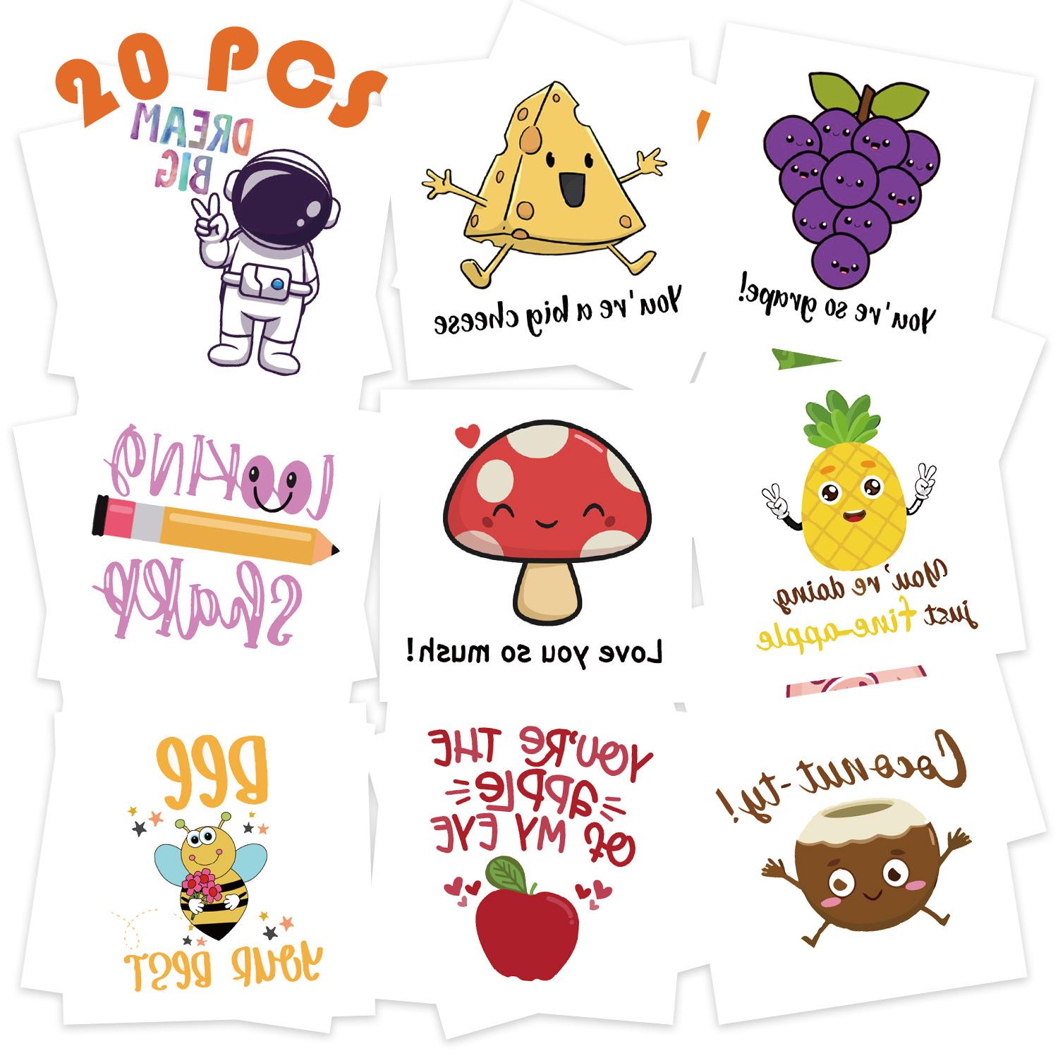 

Мультяшные Вдохновляющие Татуировки-наклейки Водонепроницаемые Подарок для вечеринки Смешные Временные Наклейки на лицо Inspirational Pun 2 Series (20 sheets/pack)