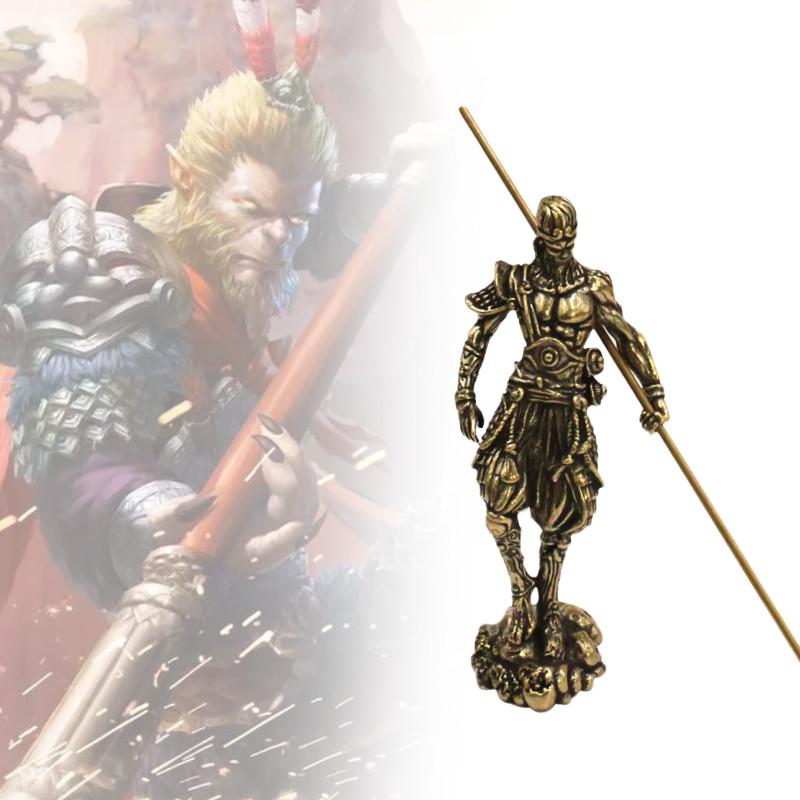 Einzigartige Antik-Stil Sun Wukong Messingstatue Majestätische Desktop-Kunst für Sammler