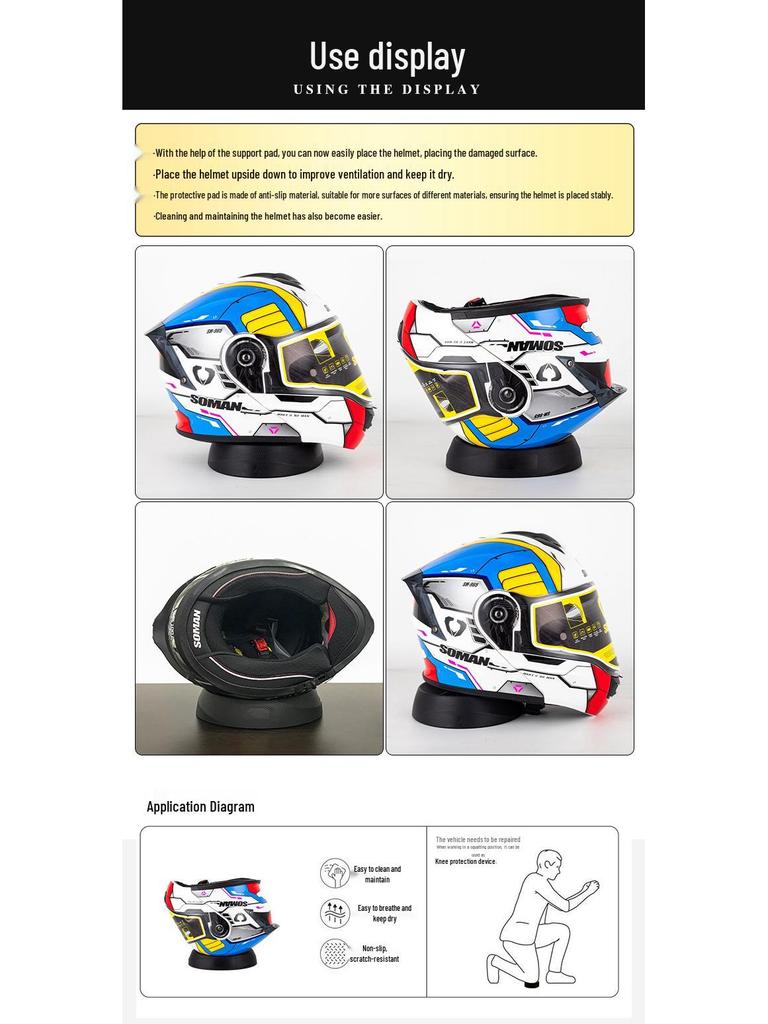 Black Non-Slip Multifunctional Helmet Cushion for Full & Half Face Helmets, Model HP02