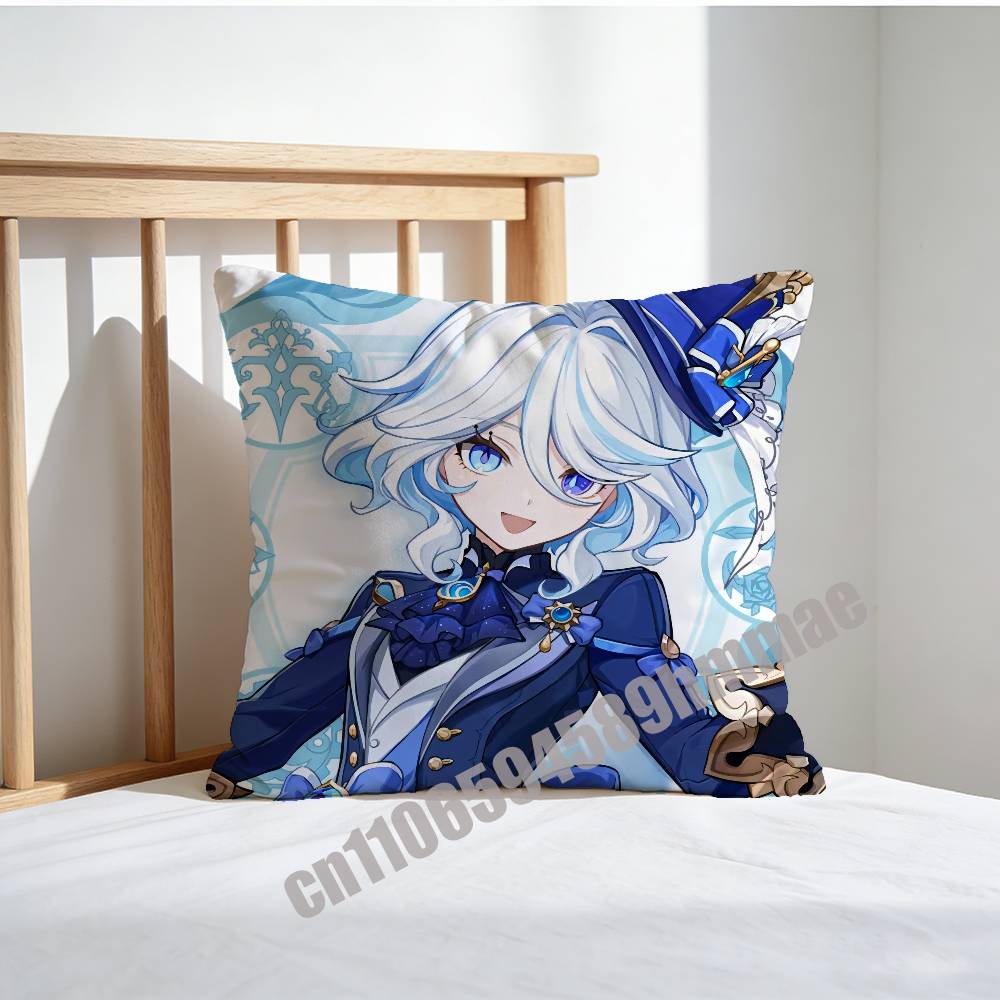 Genshin Impact Furina Throw Pillow Case Sham 45X45Cm 35X35Cm Square Home Pillowcase Cushion Cover