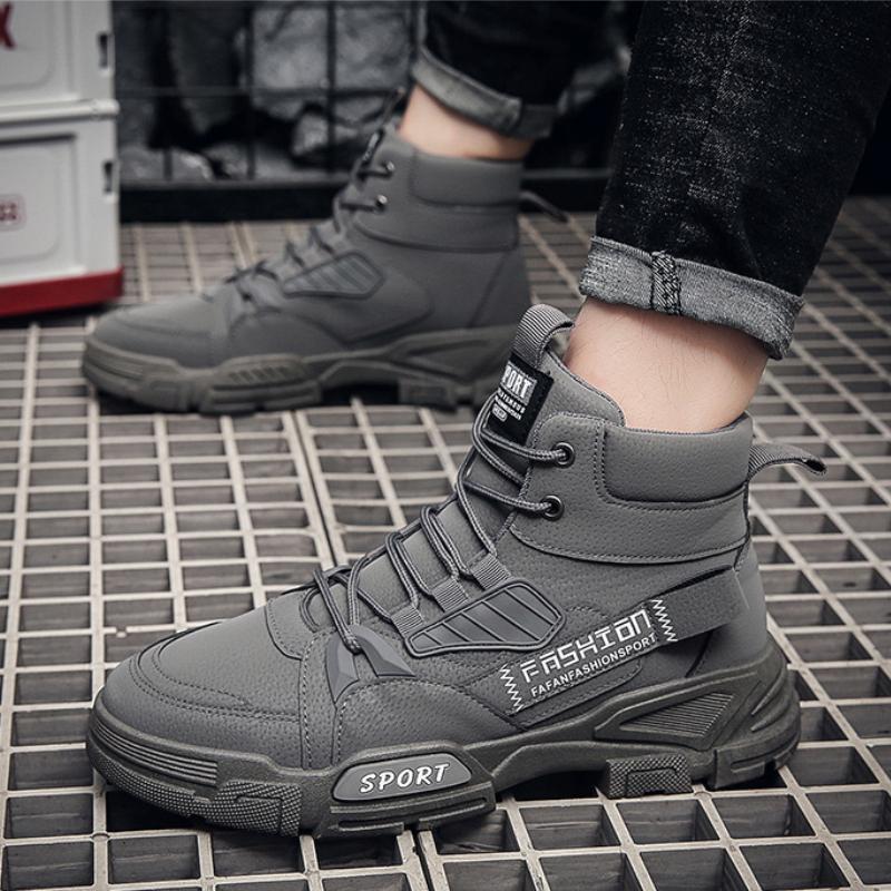 Buty Męskie Wysokie Sznurowane Buty Męskie Jesienne Wygodne Oddychające Botki Outdoorowe Casualowe Buty Robocze