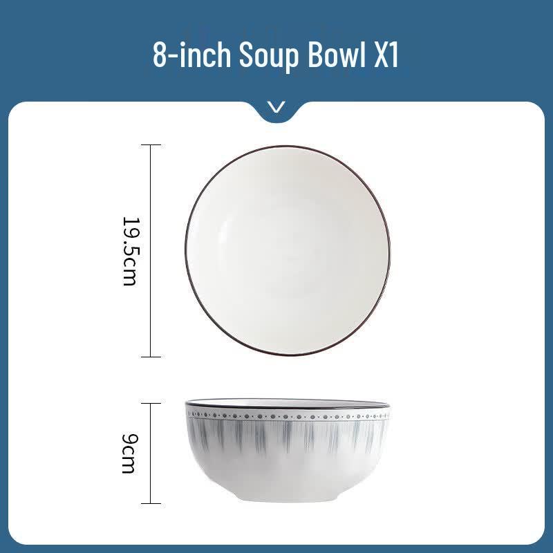 KANGMO Underglaze Ceramic 8-inch Soup Bowl
