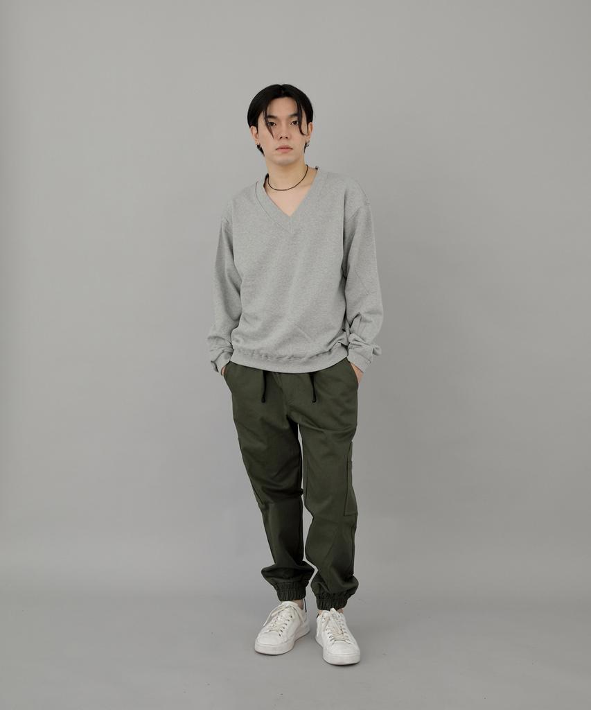Seinteukeulu Bold V-Neck Sweatshirt Bvn-801 Gray