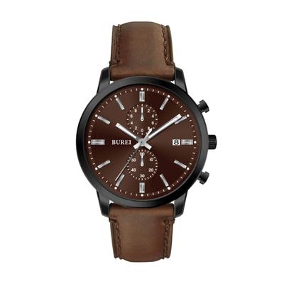 BUREI Watch with Brown Leather Analog Date Quartz Simple and Perfect for Business or Casual Perfect for High School or As a Luxury Gift Men's Strap,