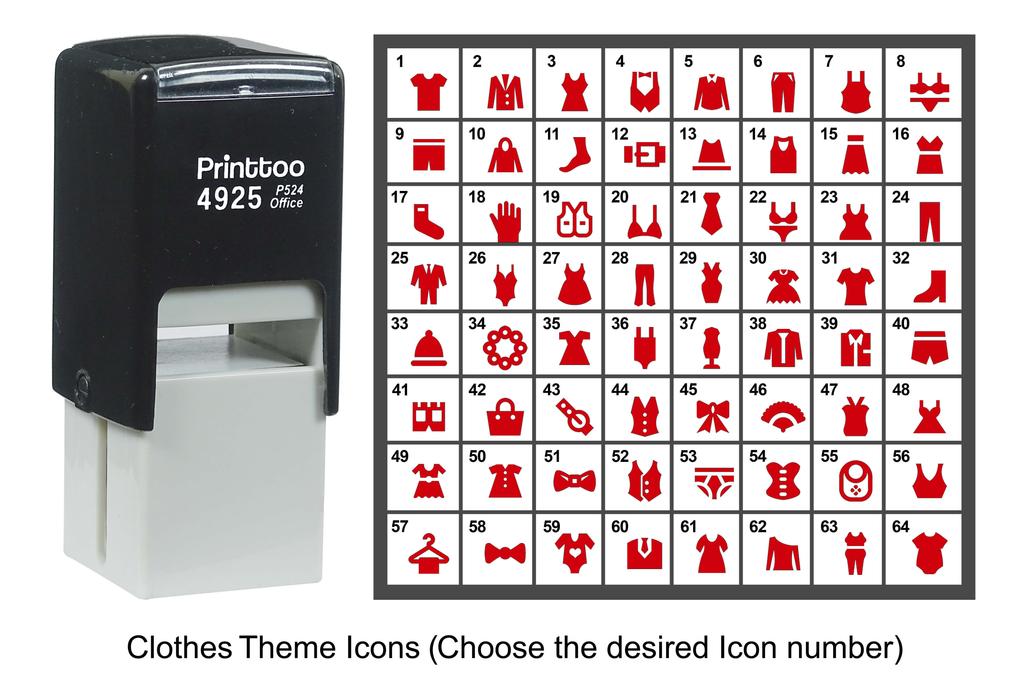 Printtoo Clothes Theme Icons Rubber Stamp Self Inking Stamper 24 Mm