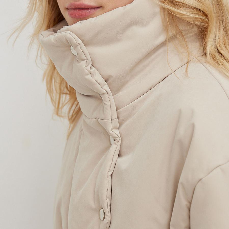 Standing Collar Cotton Jacket Jacket Europe And The United States Autumn And Winter Temperament Belt Irregular Middle-length Jacket