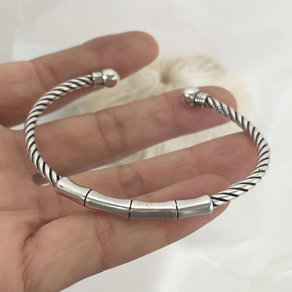100% Massives 925 Sterling Silber Metallarmband für Damen Herren Vintage Handgefertigt Schlicht Geburtstag Geschenk S-B451