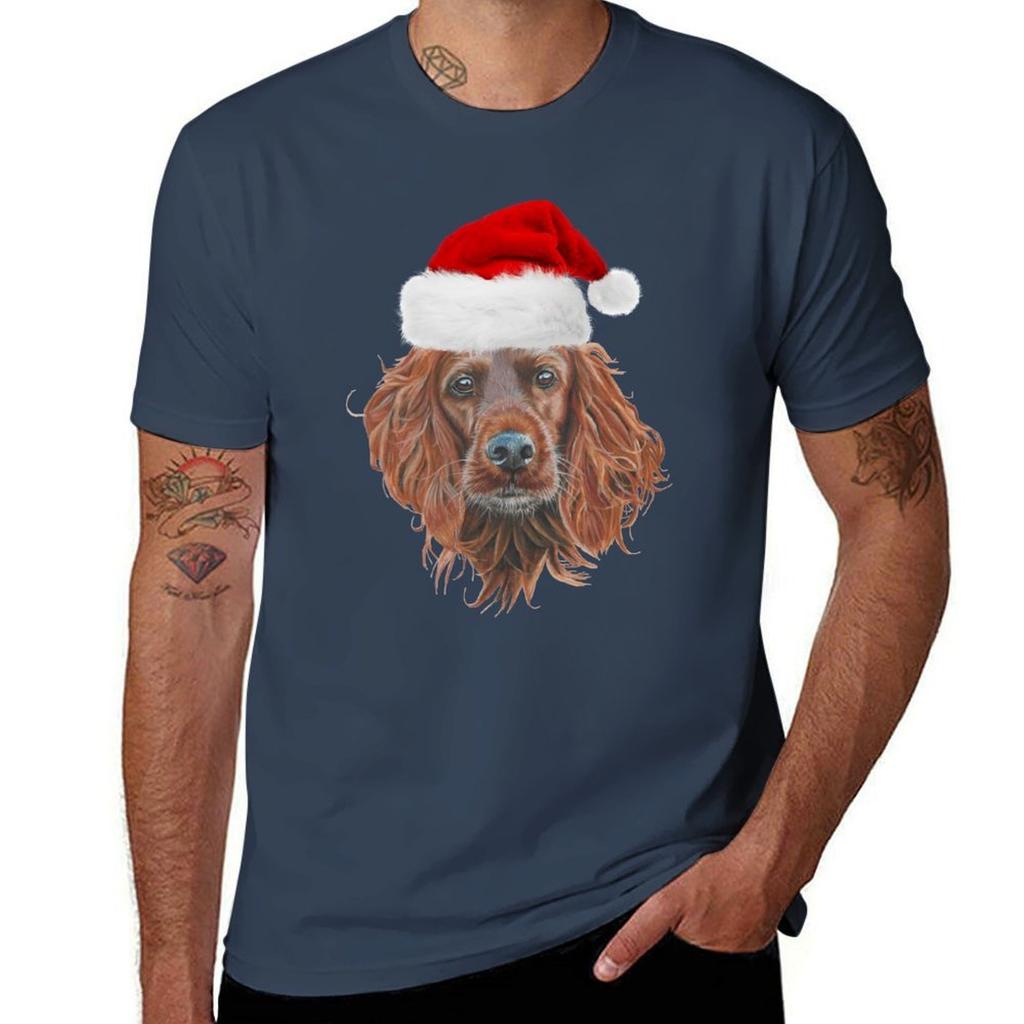 Christmas Irish Setter Tshirt Unisex T Shirts Graphic T Shirt Custom Print Tshirt