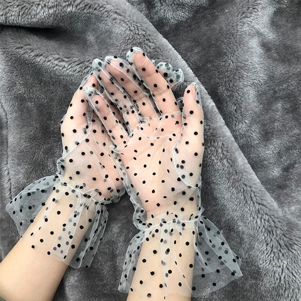 Falbala Full Finger Flexible Accessories Sunscreen Tulle Gloves Spots Lace Mittens Spots Gloves