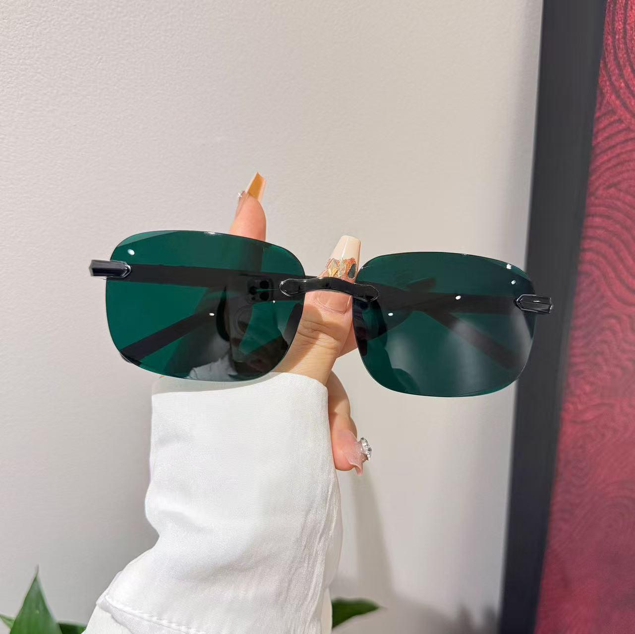 Trendy Frameless UV Protection Sunglasses - Men s Fashionable High-End Eyewear PC