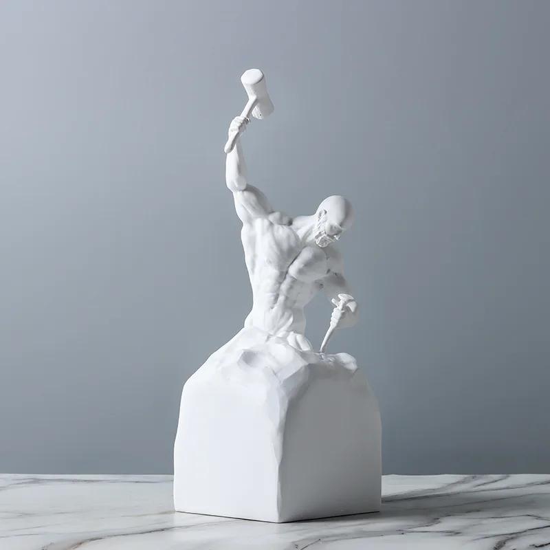 

Black White Abstract Figure Sculpture Set, Nordic Minimalist Portrait Statues, Modern Home Decor Samples for Room Desktop