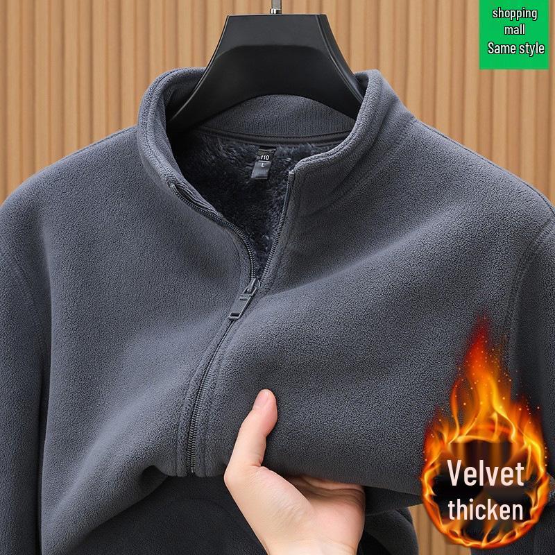 Men's Double-Sided Fleece Jacket - Warm Casual Spring & Autumn Mountaineering Liner