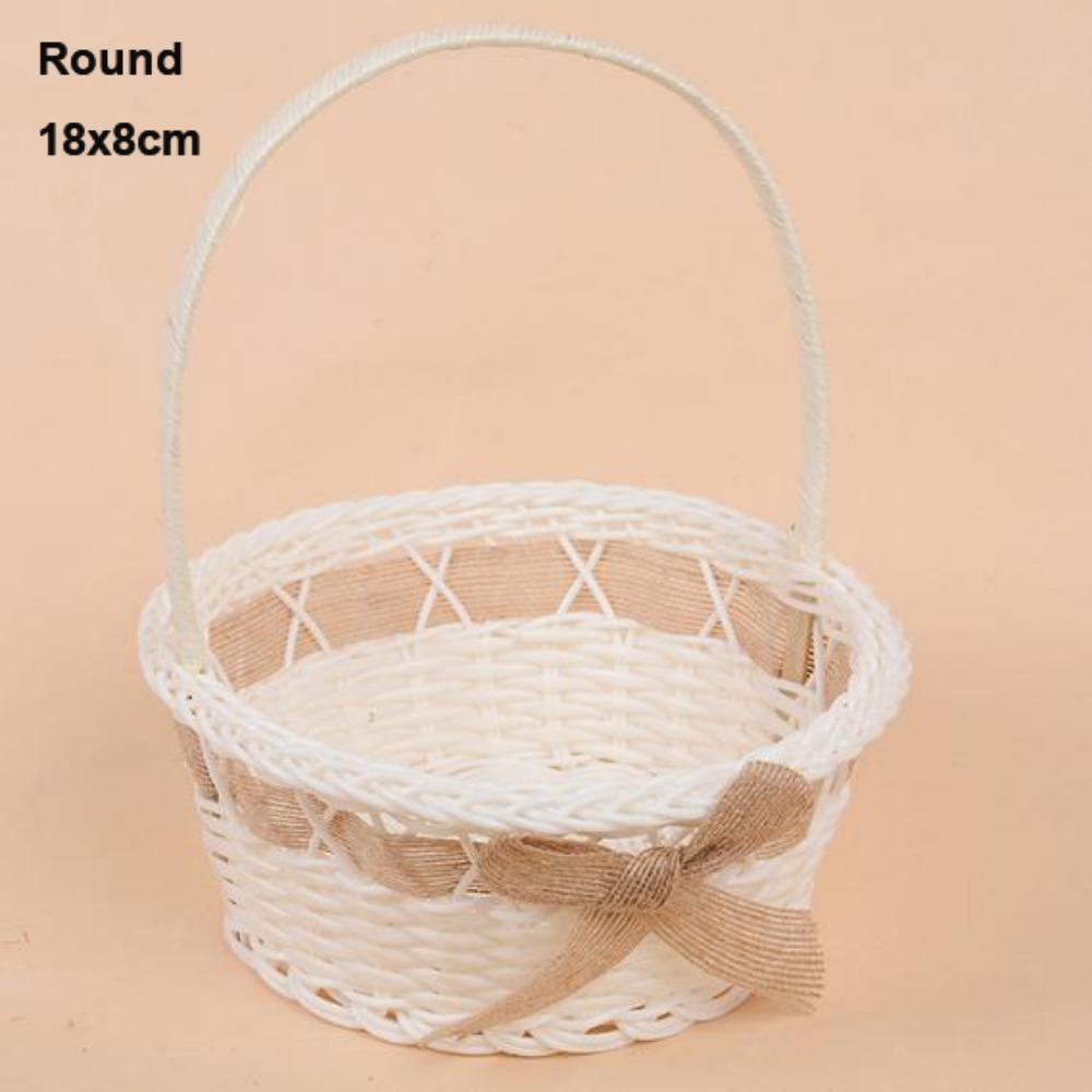 

Imitation Rattan Woven Storage Baskets With Handle Wicker Flower Basket For Plant Home Wedding 18*8cm