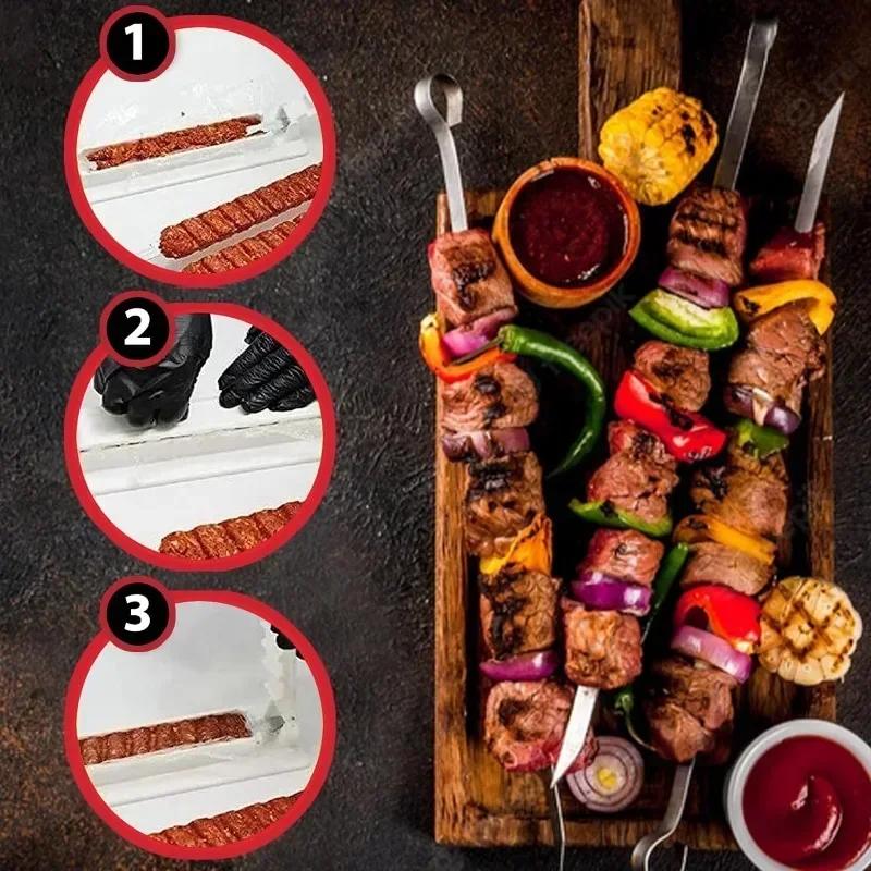 Stampo Riutilizzabile per Kebab Pressa per Kebab di Tacchino Stampo Manuale in Plastica per Kabob per Feste Barbecue e Gadget Strumenti per Grigliate all'Aperto