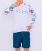 Dangun Long Sleeve Rash Guard With Floral Color Block Sleeves