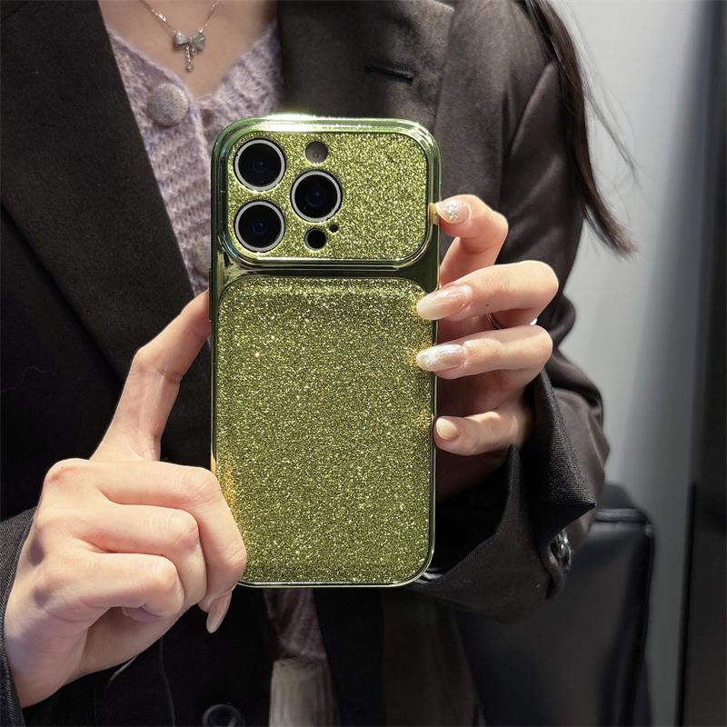 Luxury Glitter Sand Phone Case For iPhone 17 16 15 14 13 Pro Max Electroplated Silicone Frame Lens Protector Shockproof Cover