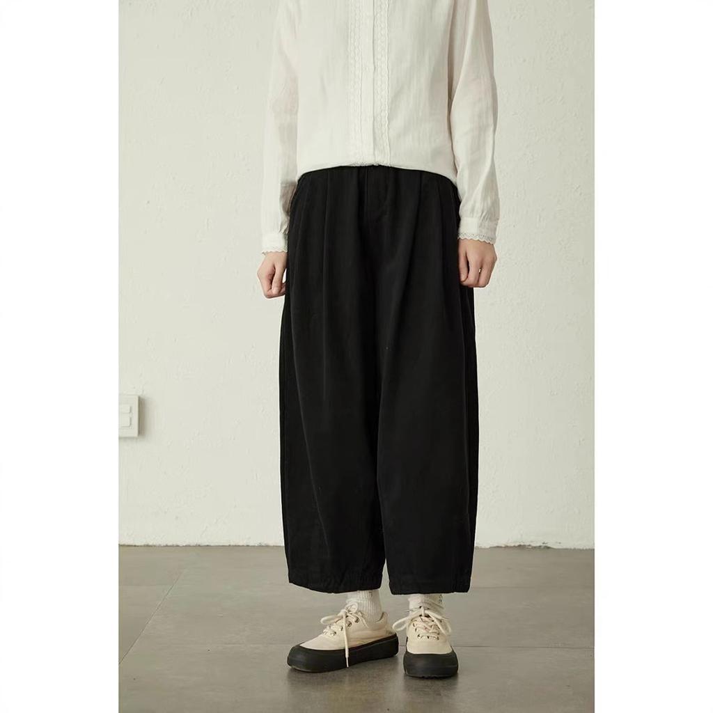 Loose and Large Version Meat-covering Nine-point Casual Pants Children's 2025 Spring New Elastic Waist Thin Wide-leg Pants