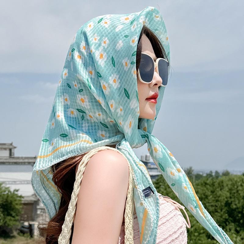 

New Spain Garden Floral Square Cotton Viscose Shawl Scarf High Quality Print Soft Shawls and Wraps Bufandas Muslim Hijab 90*90Cm