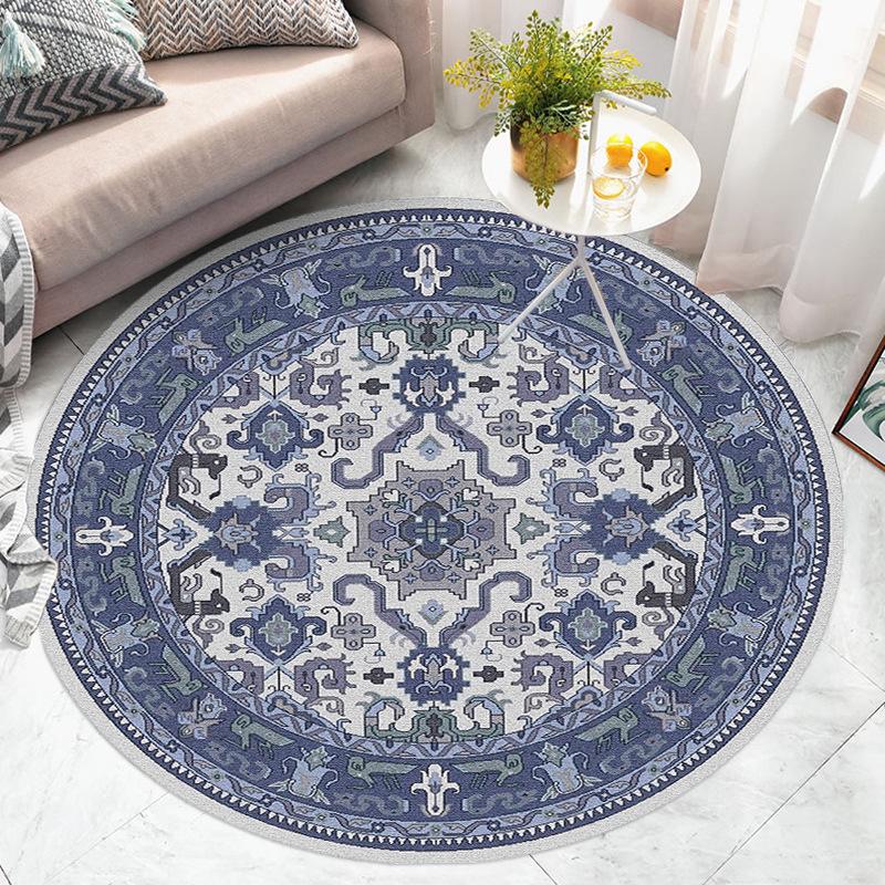 National Style Circular Living Room Carpet Bedroom Bedside Mat Dressing Table Computer Chair Floor Mat
