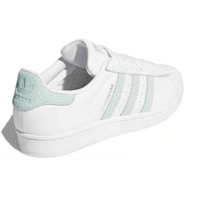 Adidas Superstar 'White/Ash Green/Silver Metallic' Sneakers Women's Sneakers B41509