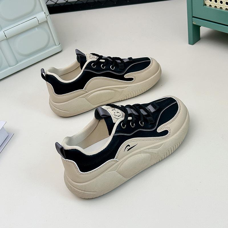 Women's Casual Platform Sneakers Anti-Slip Comfortable PU Leather Running Walking Shoes Lightweight Chunky Lace-Up Sneakers Tennis Shoes for Women