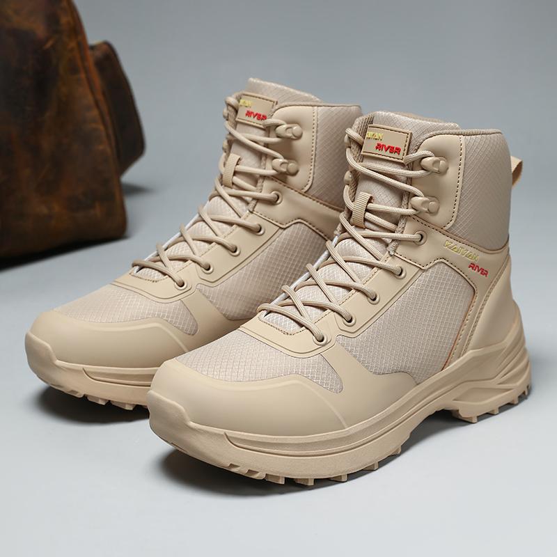 Men's outdoor field training boots four season high-top anti-slip jungle cross-country boots comfort casual hiking walking boots
