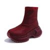 Full Drill Cover Foot Single Shoes Autumn New Round Toe Platform Sole Non-slip Wear-resistant Block Heel Boots