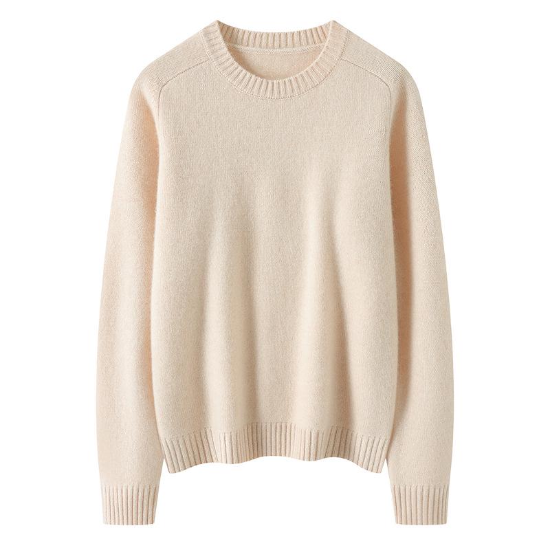 Lekasha Women's Cashmere Saddle Shoulder Round Neck Knitted Base Layer Sweater