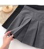 Fitted Short Skirt High-waisted Skirt Grey Wool Skirt for Women Autumn Winter Petite Casual All-match Versatile Pleated Skirt A-line
