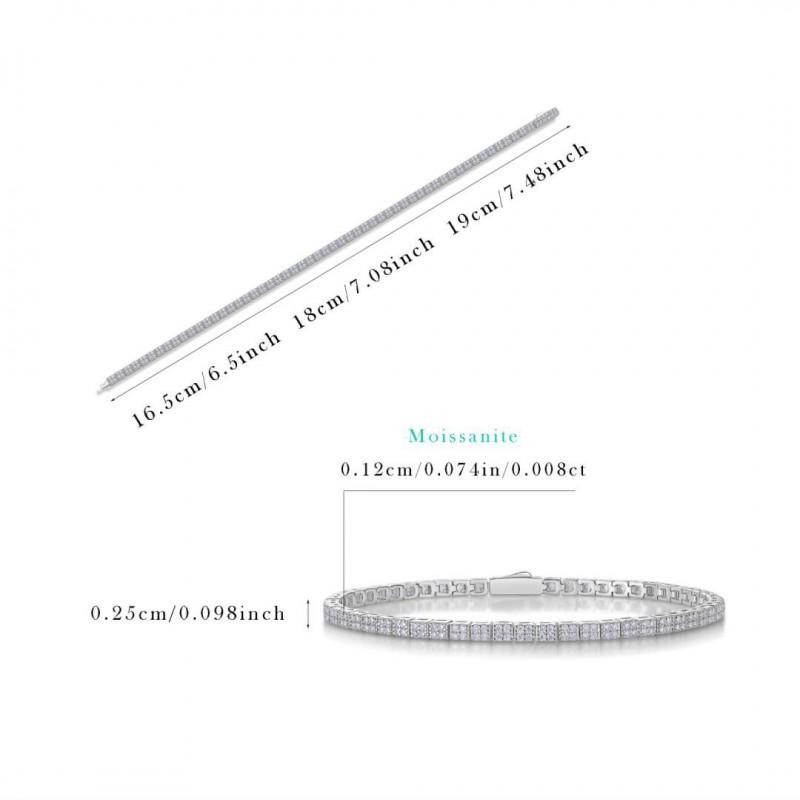 Sterling Moissanite Bracelet Women Geometric Design Fashion OL Style Adjustable Length