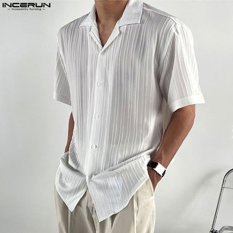 

INCERUN Летние мужские свободные повседневные рубашки с короткими рукавами