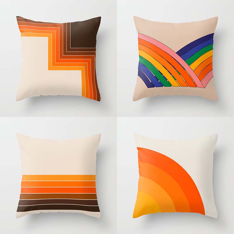 

Vintage Bronzer Background Cushion Home Sofa Chair Decoration Pillowcase Vintage Rainbow Tunnel pattern Home decor Pillowcase