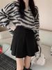 Plus Size Women's Slimming Wool A-line High Waist Pleated Skirt for Autumn
