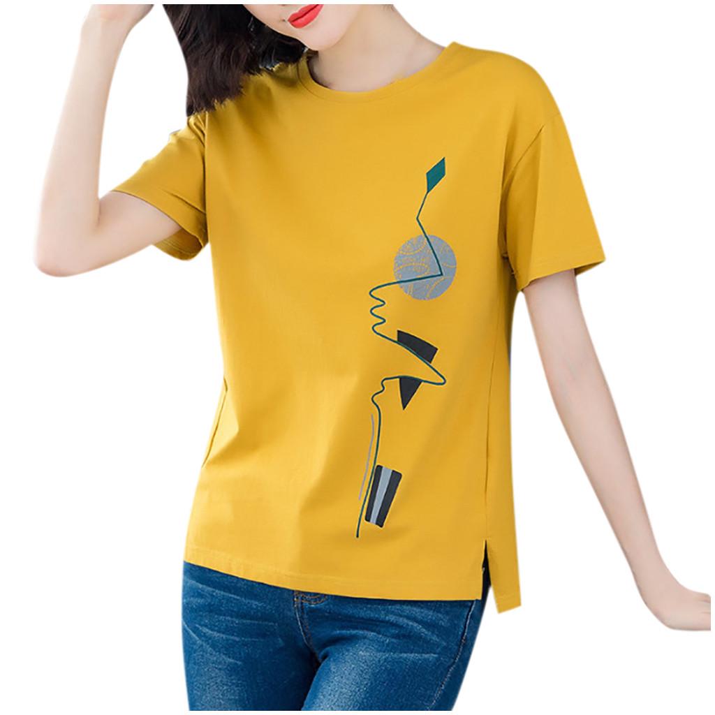 Fashion Women Casual Short Sleeve Letter  Blouse Ladies T-Shirt Tops