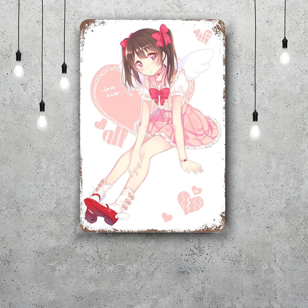 nico yazawa cartoon Funny Bar Metal Sign Retro Plaque Vintage Sign Alcohol Drinker Pub Club  Kitchen Wall Decoration